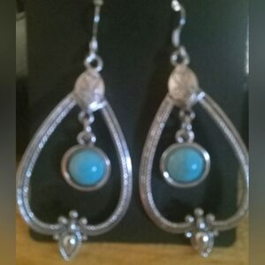 Silver and Turquoise Dangle Earrings